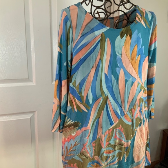 Soft Surroundings Palm Leaf Watercolor Boho Tunic Size Large - Picture 4 of 9